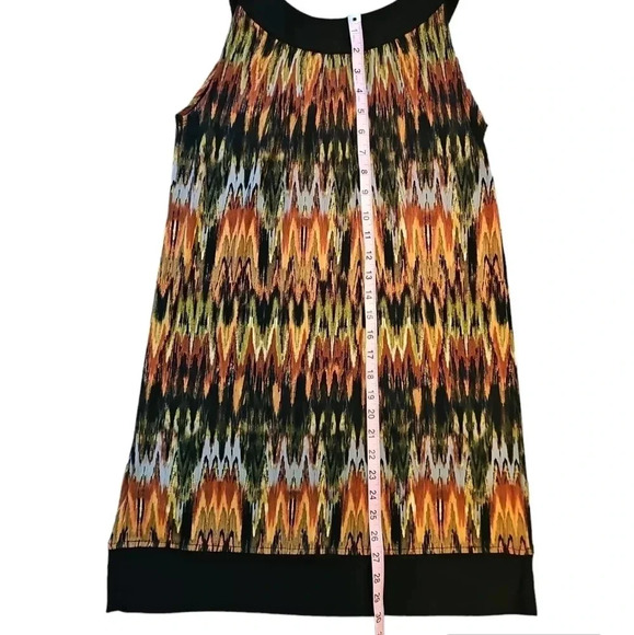Ronni Nicole 4P Mod 60s Shift Dress Black Orange Geometric Abstract Retro Disco - Picture 8 of 8